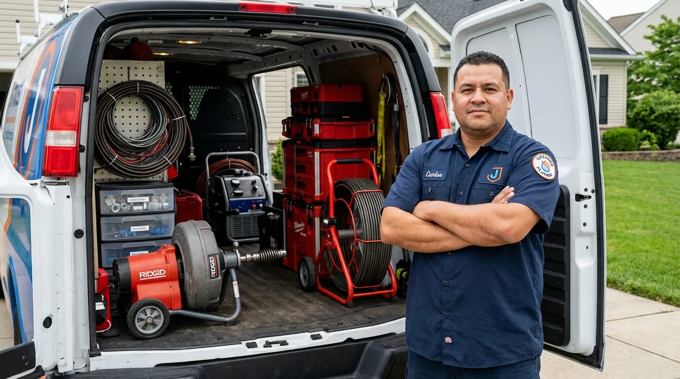 Professional drain cleaning equipment and Johns Plumbing LLC plumber in Stanberry