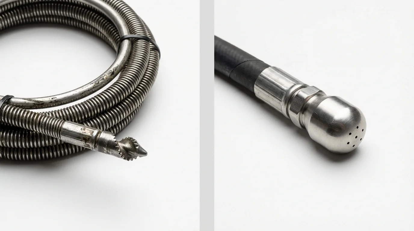 Drain snake cable and hydro jetting nozzle used for drain cleaning in Stanberry, MO