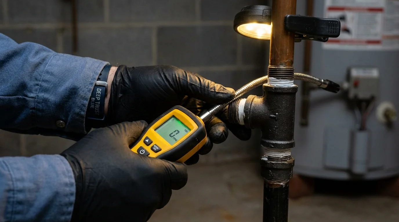 Gas leak detection with electronic sniffer by Johns Plumbing LLC in Stanberry